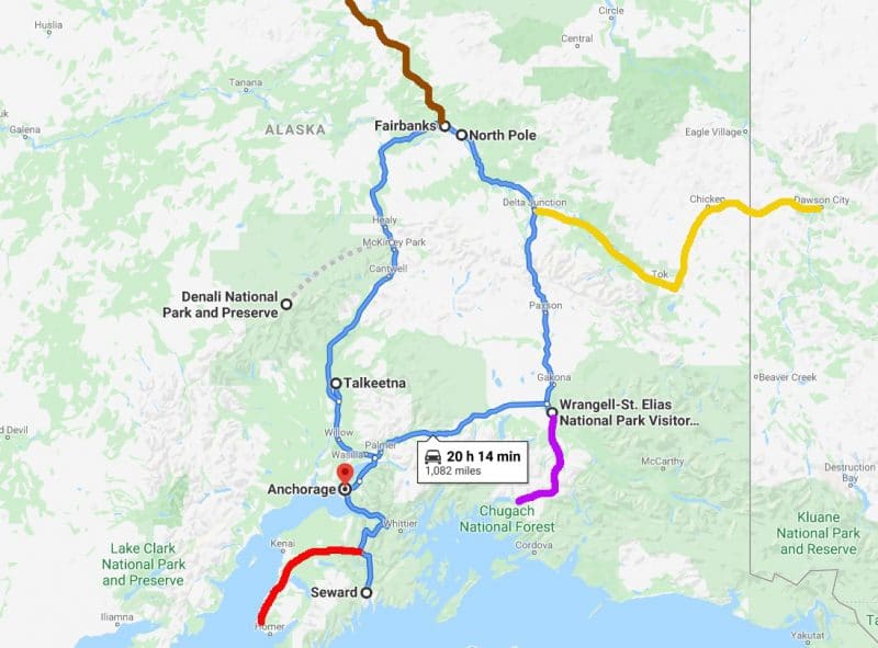 alaska vacation side trips map