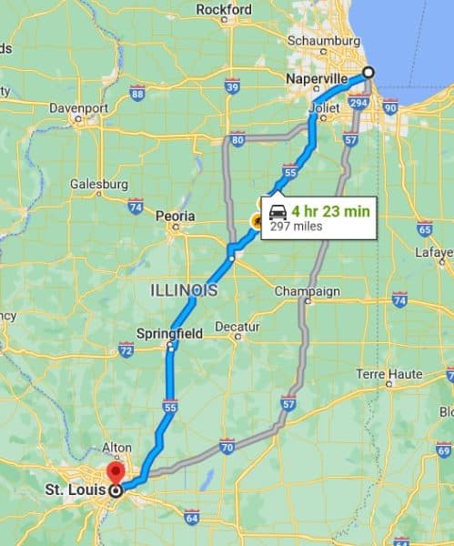 chicago to st. louis drive map